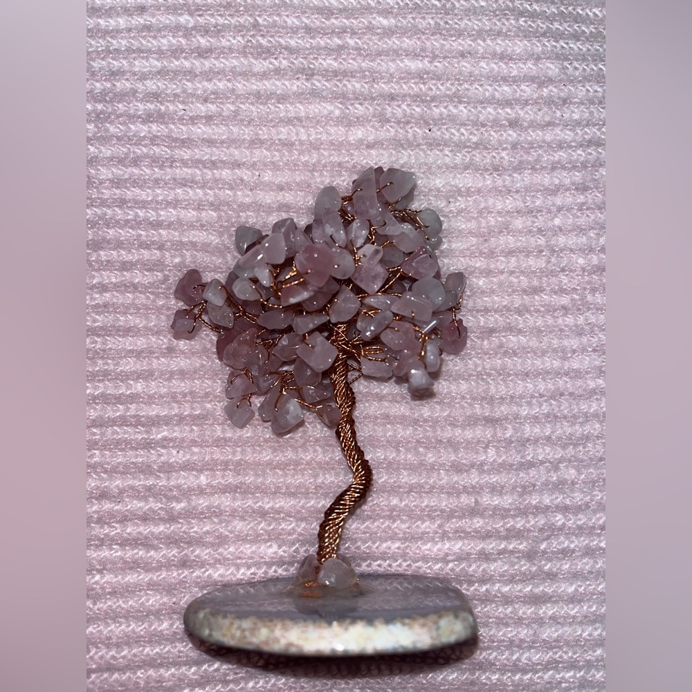 Rose Quartz Crystal Tree on a Agate Slide - Picture 3 of 5